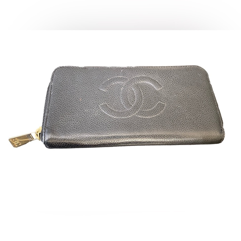 Chanel Black Caviar Leather long zippered wallet with Certificate of Authenticit - Picture 2 of 11